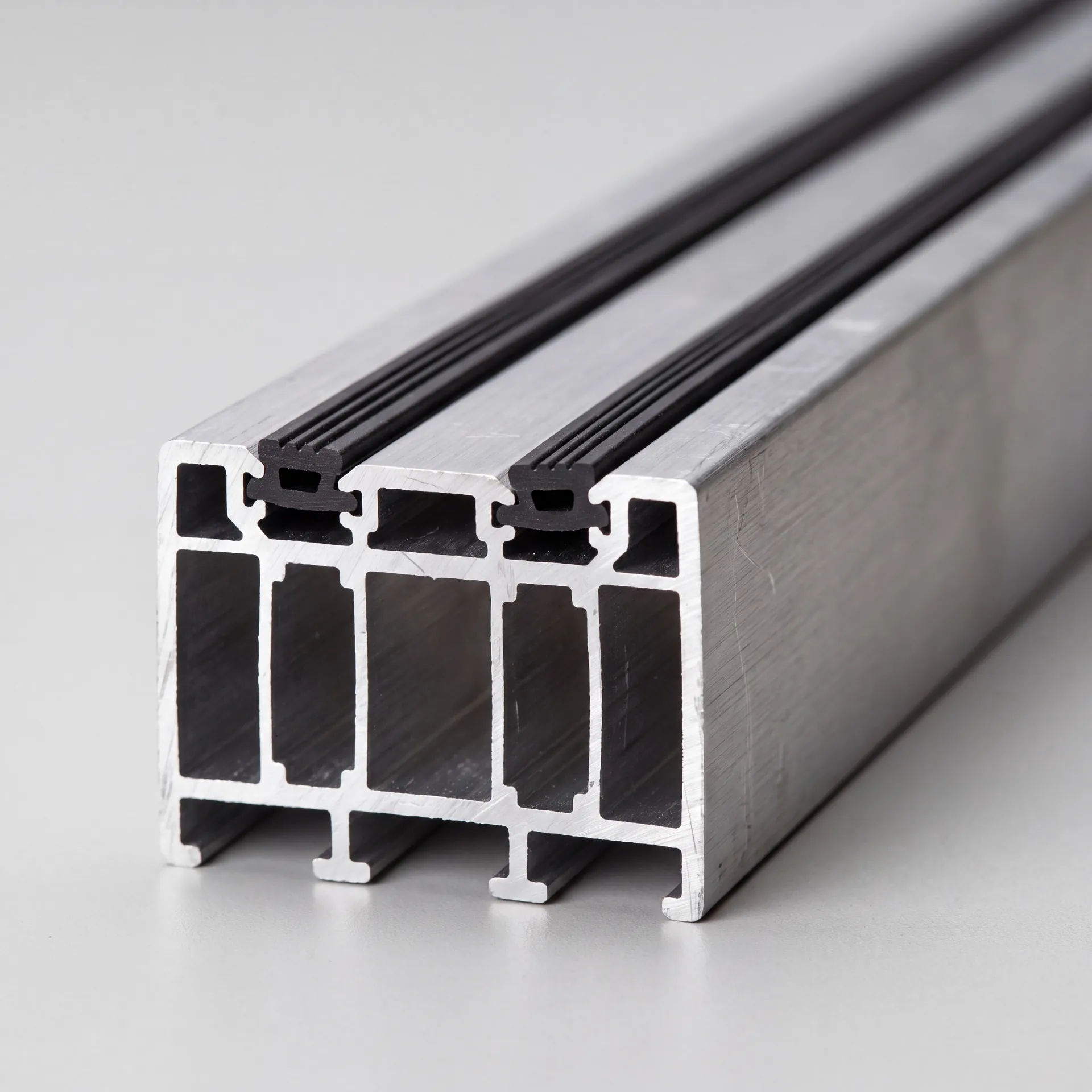 Cutaway of a 20 mm aluminium door threshold with two sealing contours