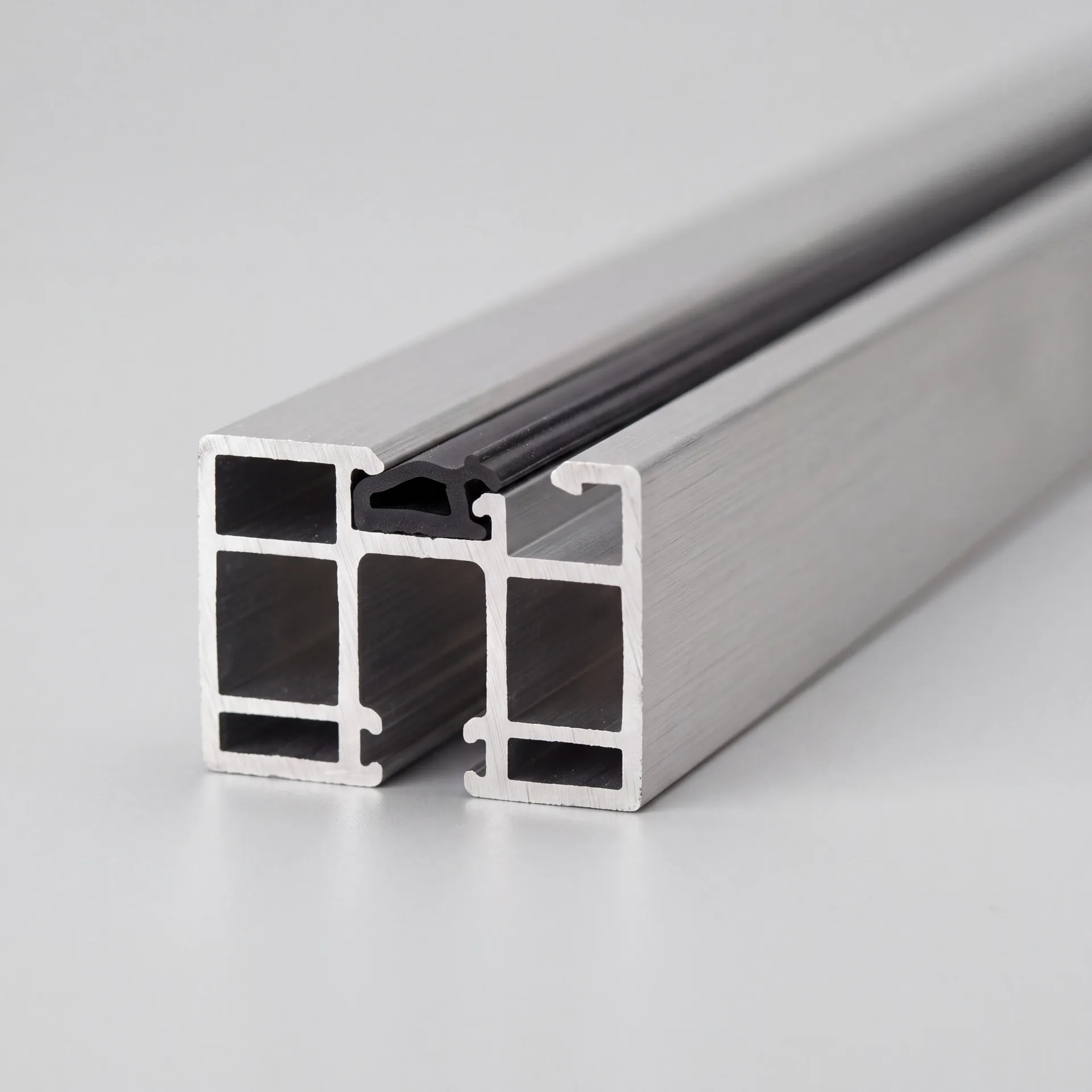 Cutaway of a 22 mm aluminium door threshold with one sealing contour