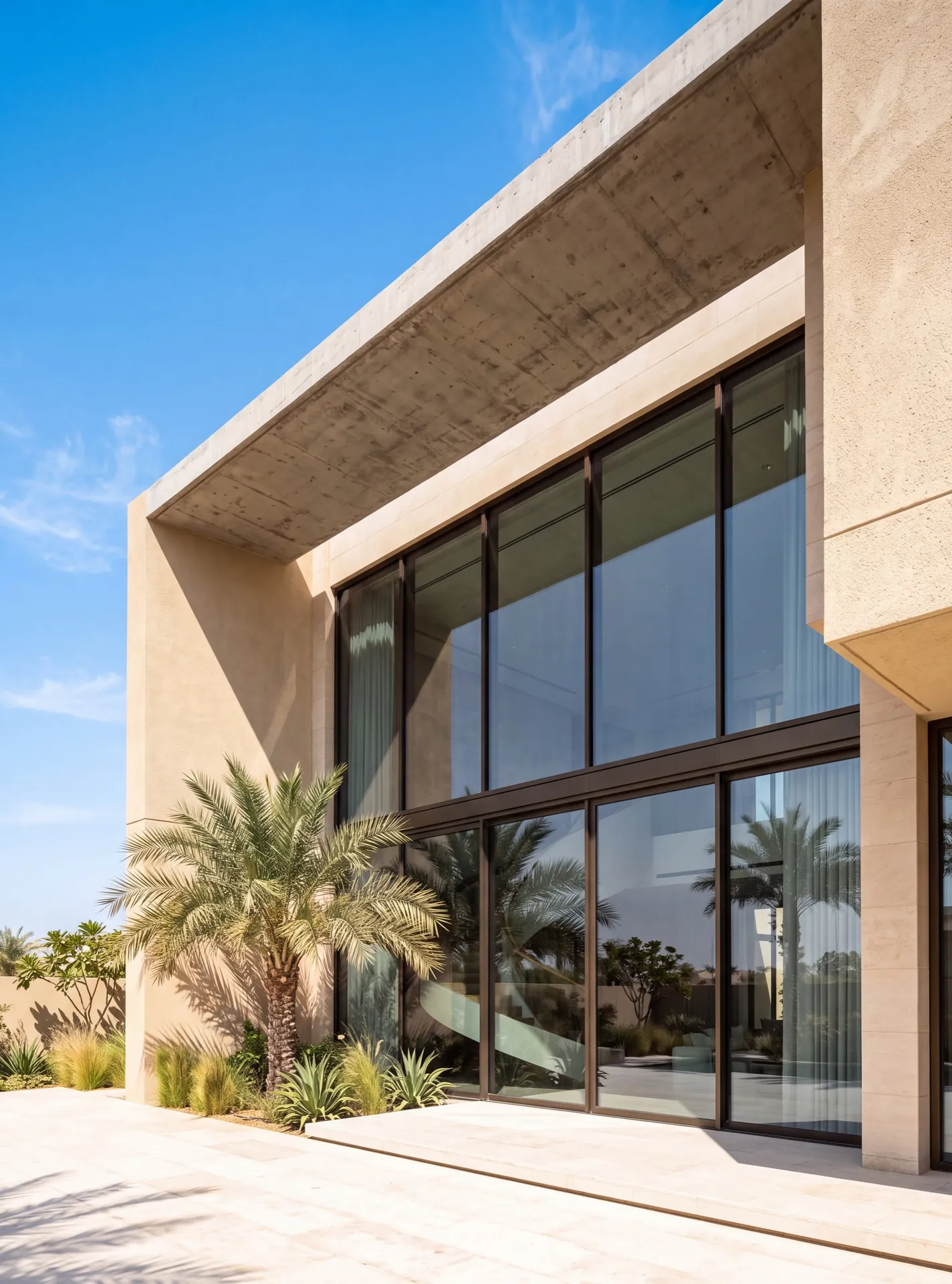Modern house with full-height facade glazing