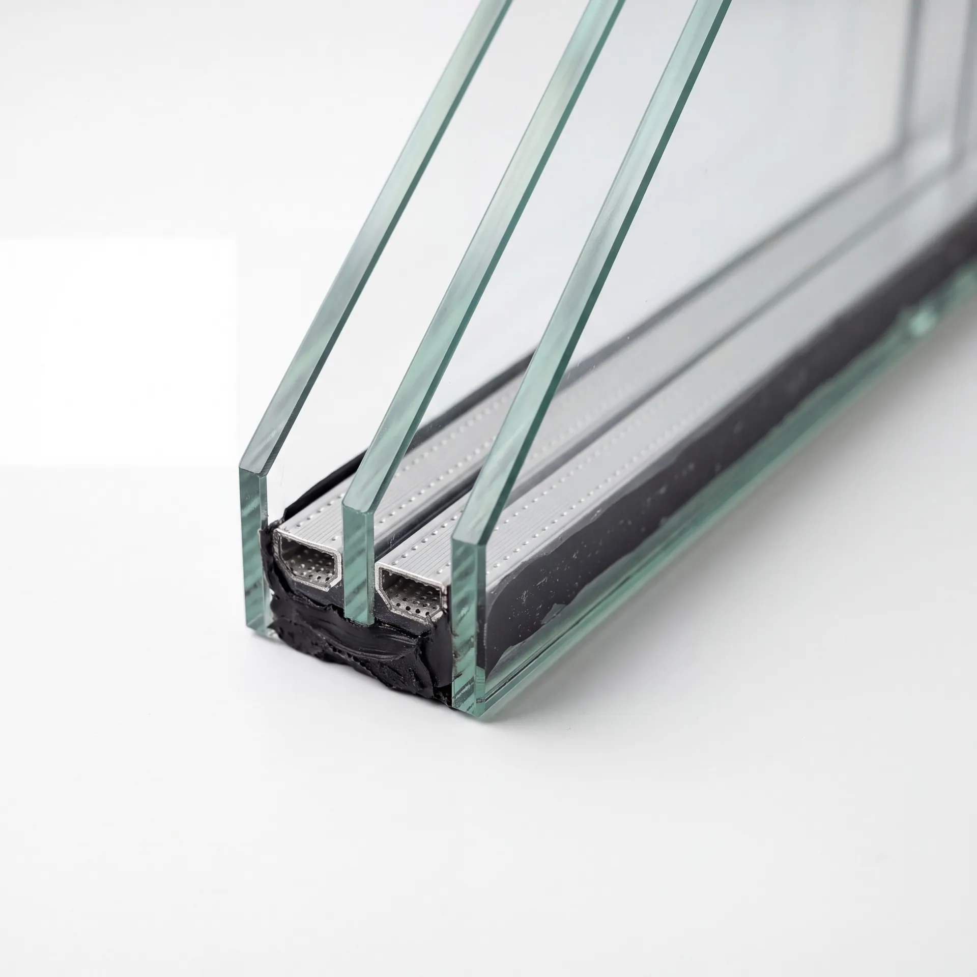 Edge of a triple-pane insulated glass unit
