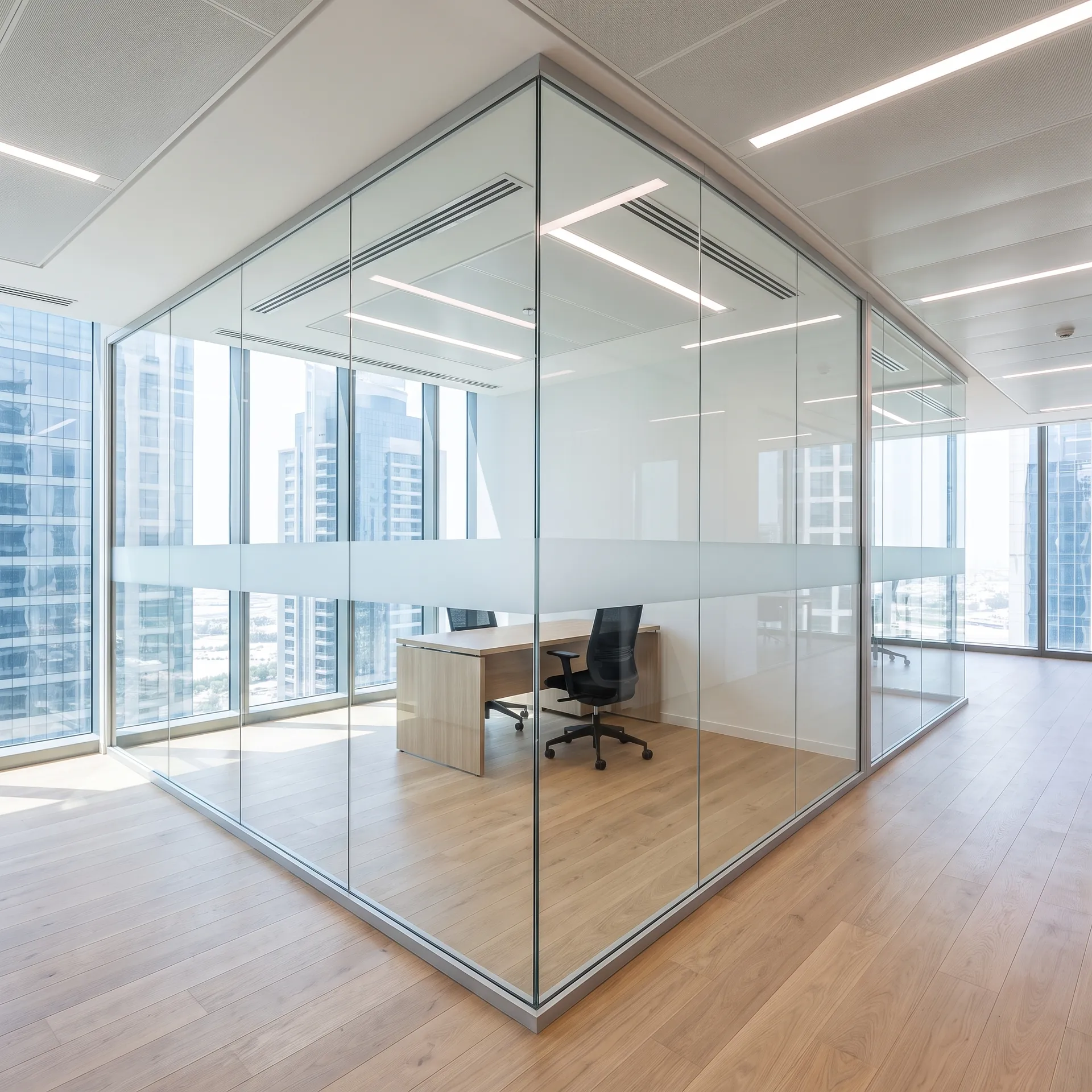 Full-glass office partitions