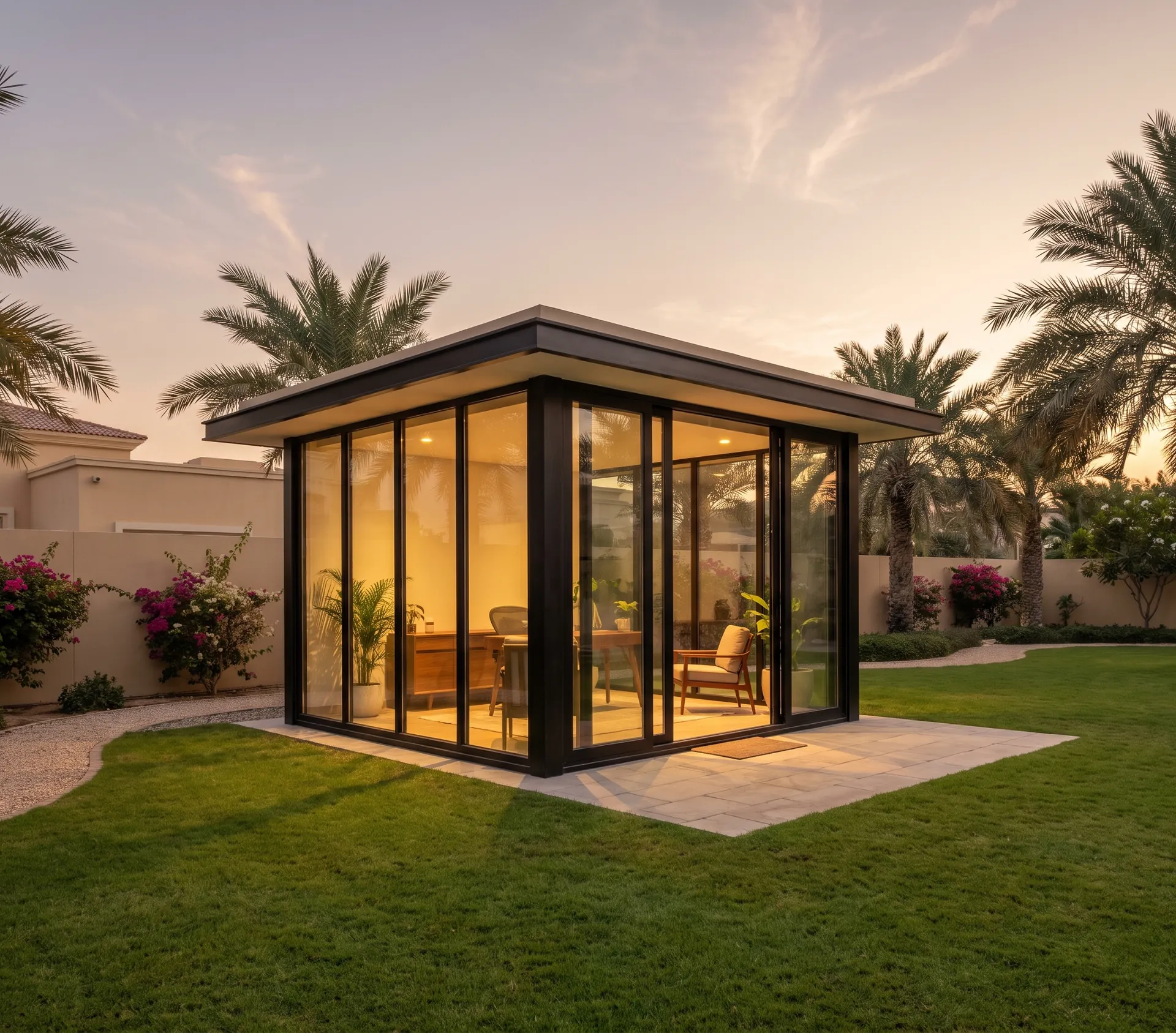 Glazed garden room at a Dubai villa
