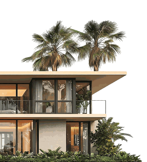 Villa with palm trees