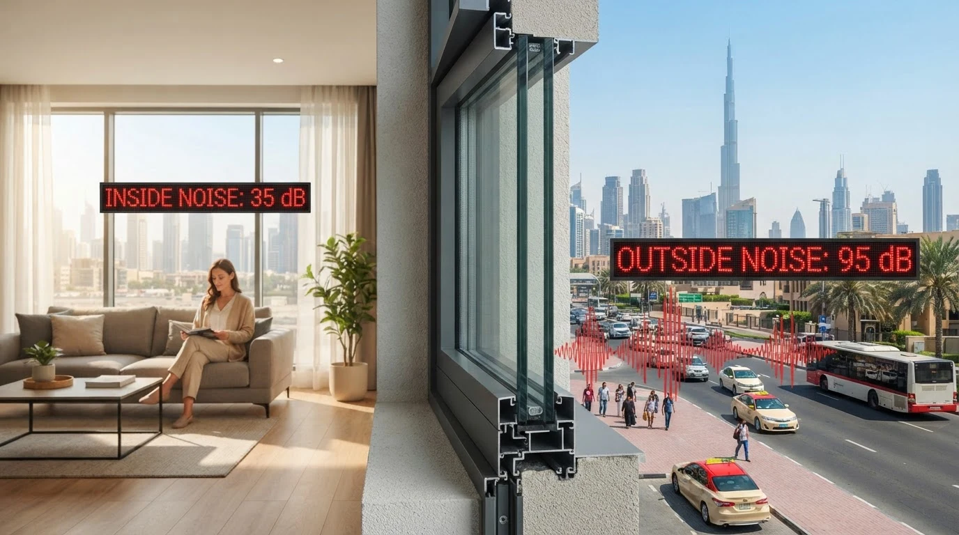 Soundproofing noise reduction: 70dB outdoor to 30dB indoor