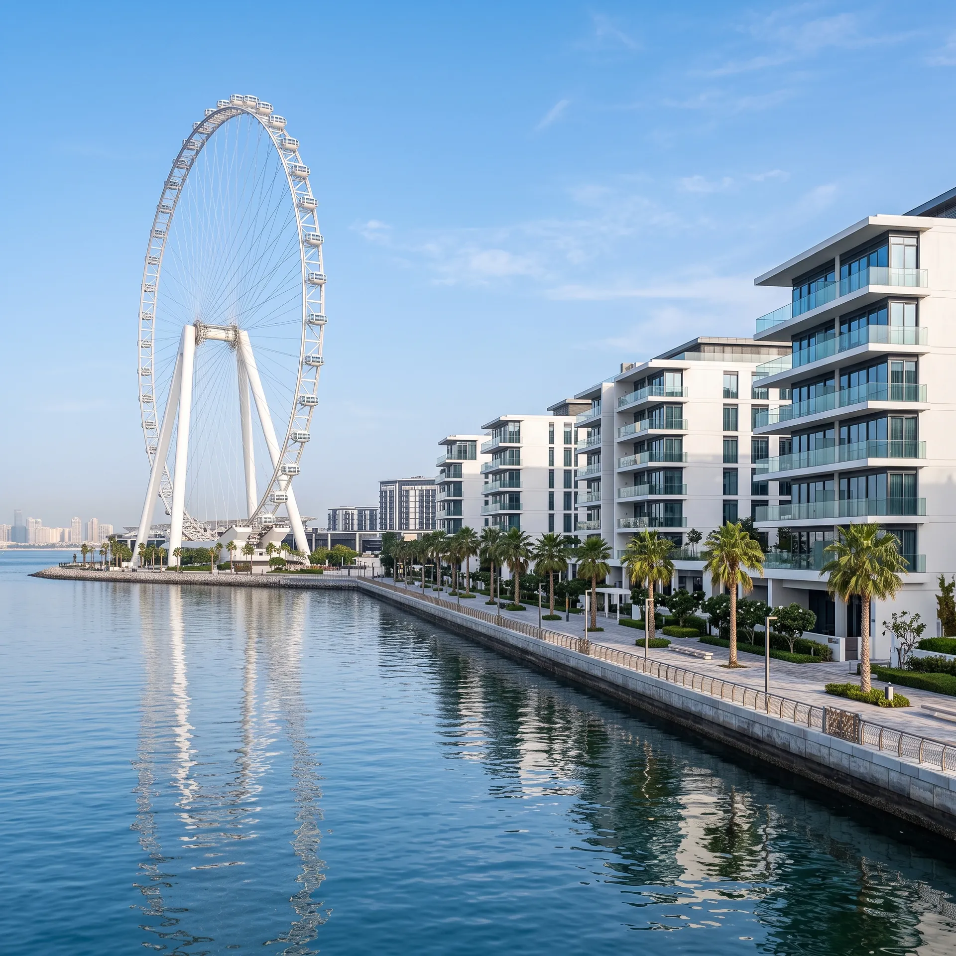Aluminium glazing on a building in Bluewaters, Dubai