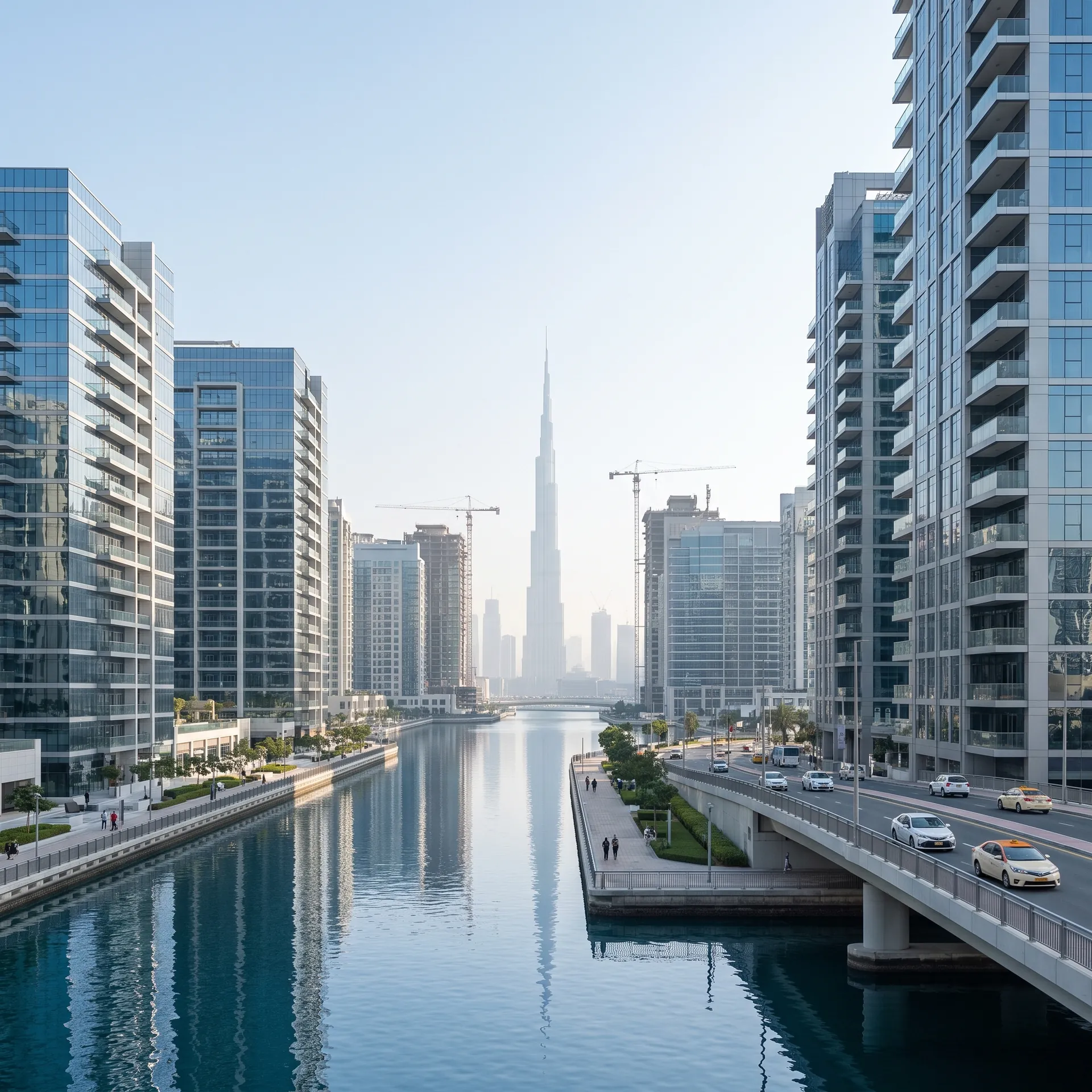 Aluminium glazing on a building in Business Bay, Dubai