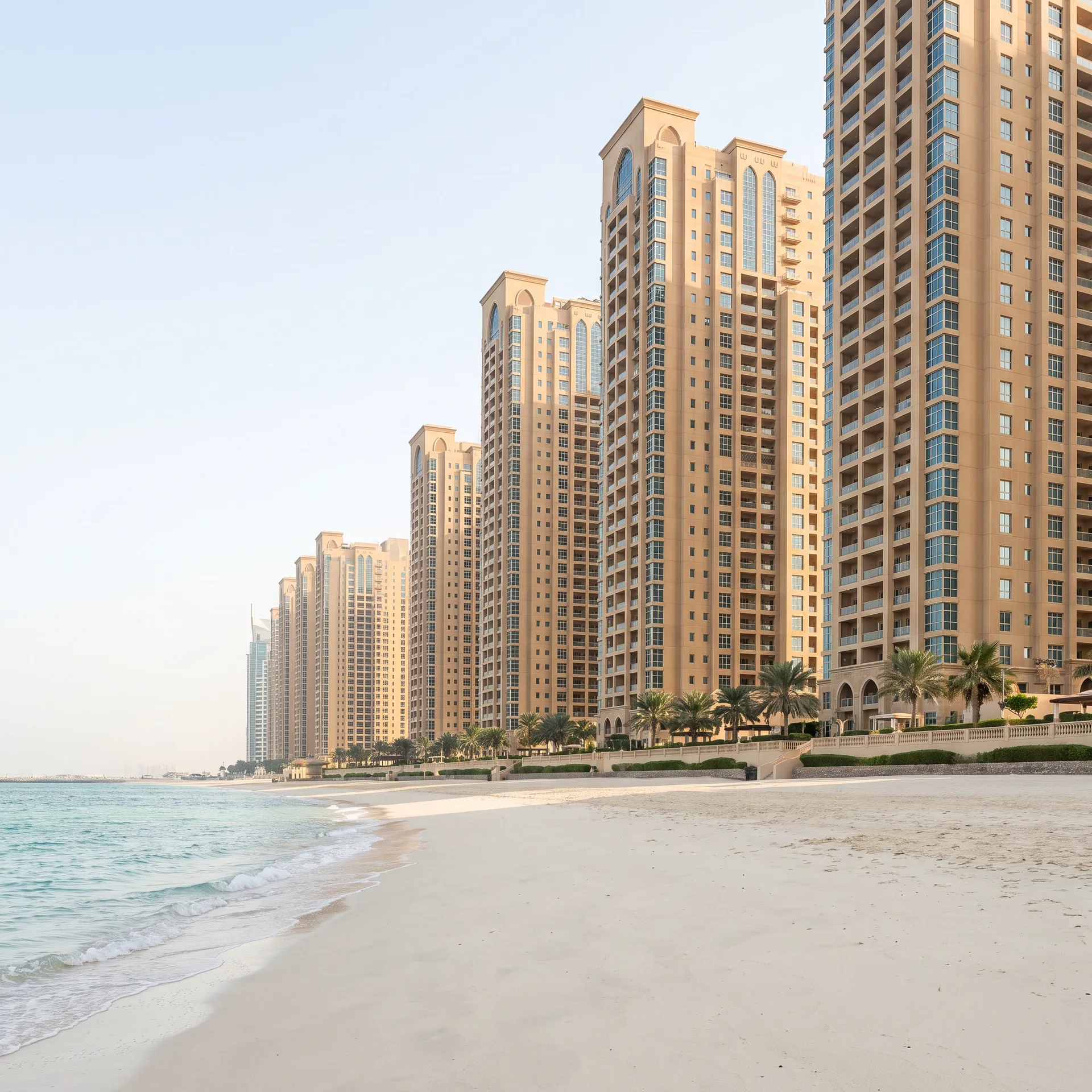 Aluminium glazing on a building in JBR, Dubai