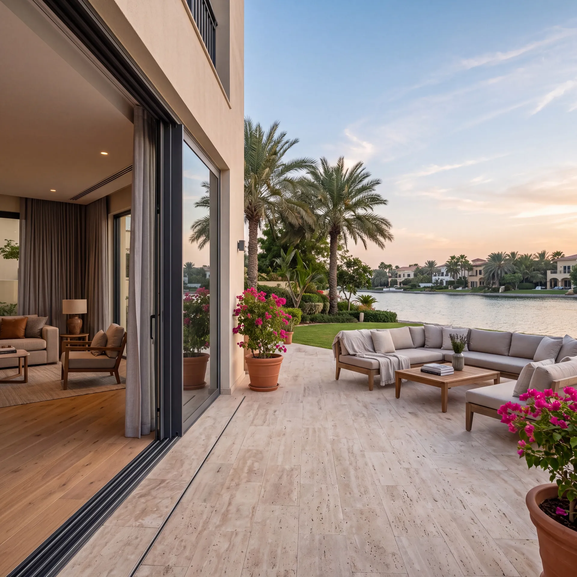 Aluminium glazing on a building in The Meadows, Dubai