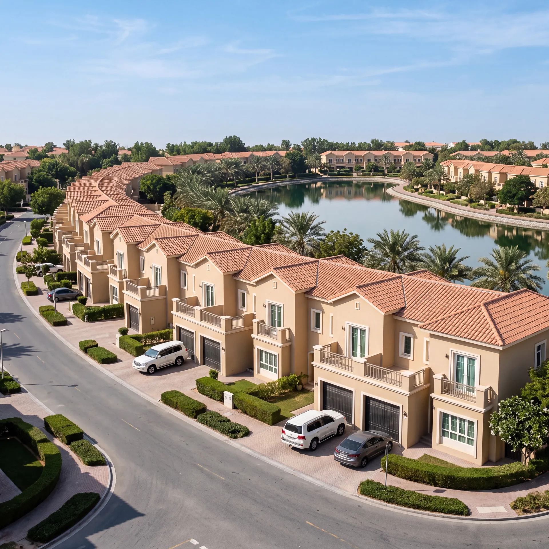 Aluminium glazing on a building in The Springs, Dubai