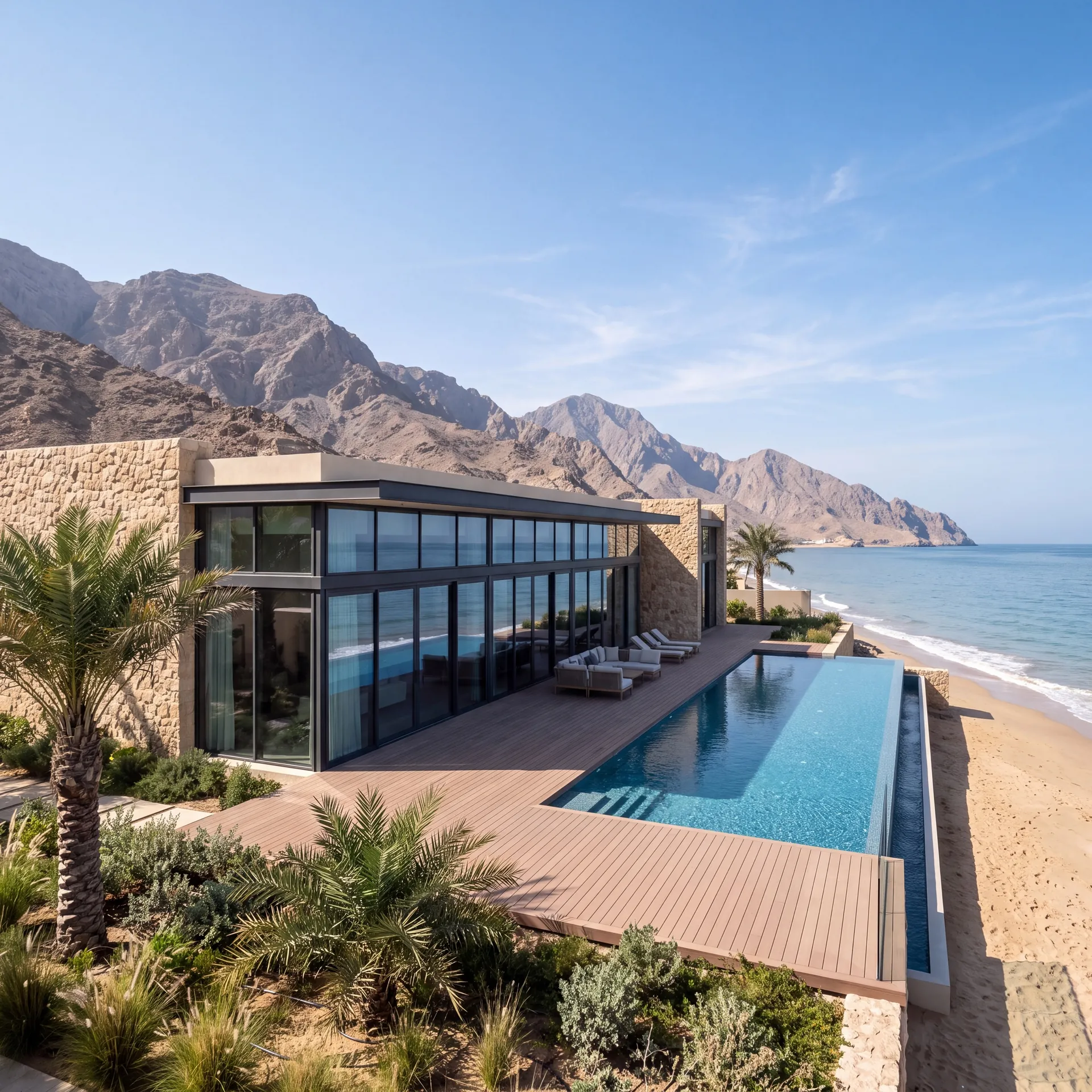 Aluminium glazing on a building in Ras Al Khaimah, UAE